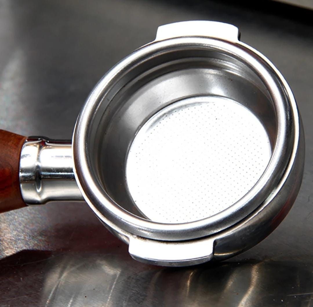 58mm Stainless Steel Bottomless Portafilter with Elegant Wooden Handle
