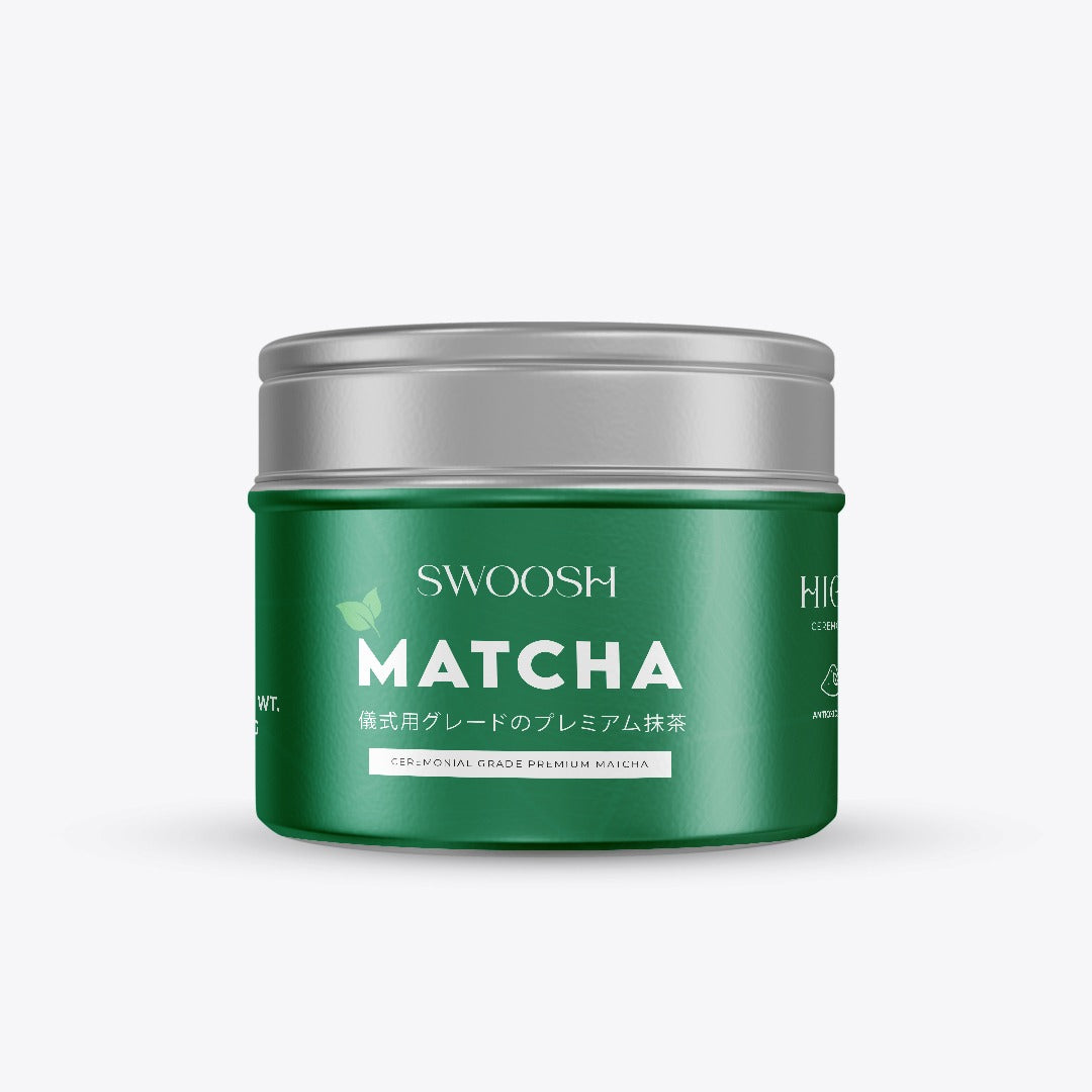 Swoosh Ceremonial Grade Matcha 100g premium Japanese green tea powder in Pakistan - S Cafe