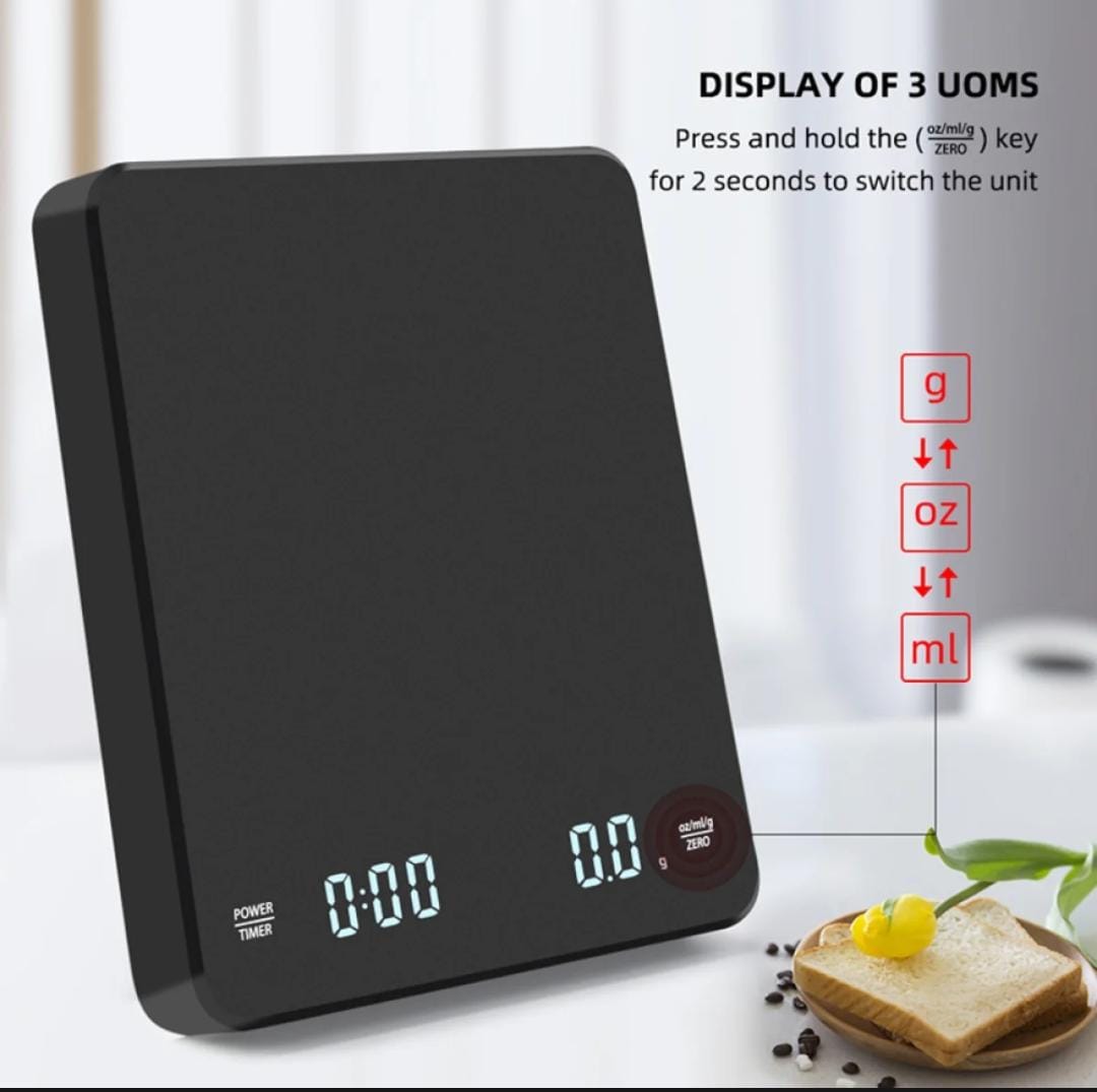 High Precision Espresso Coffee Kitchen Scale 0.1 Gram to 3 Kg