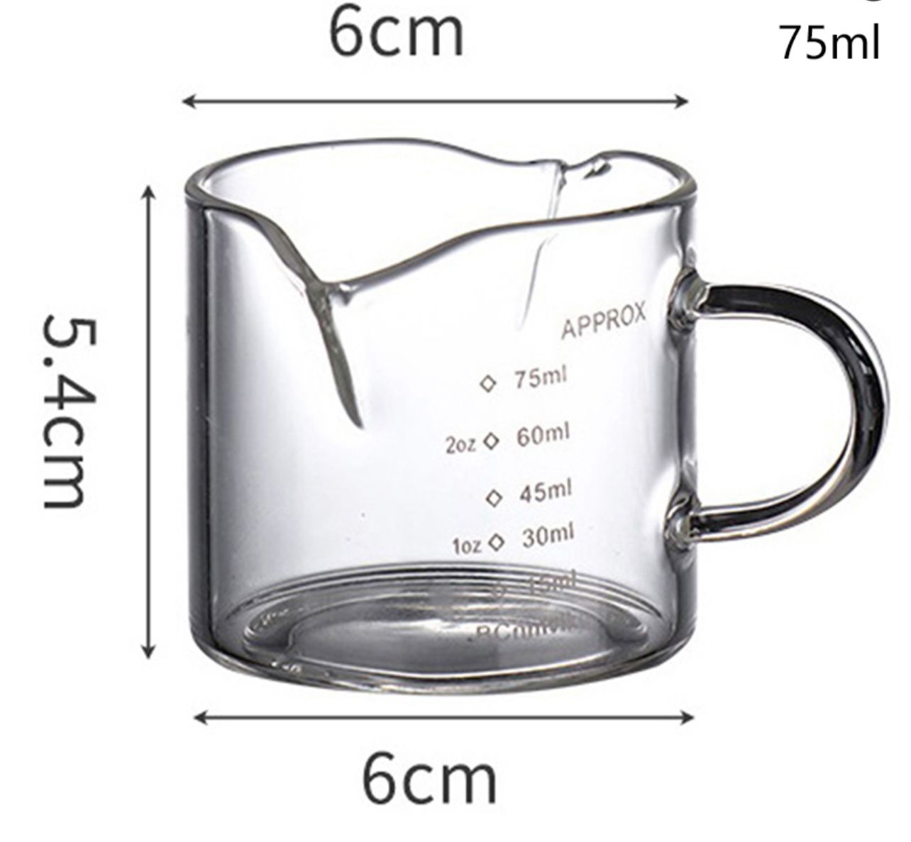 Espresso Measuring Cup 75 Ml with Glass Handle