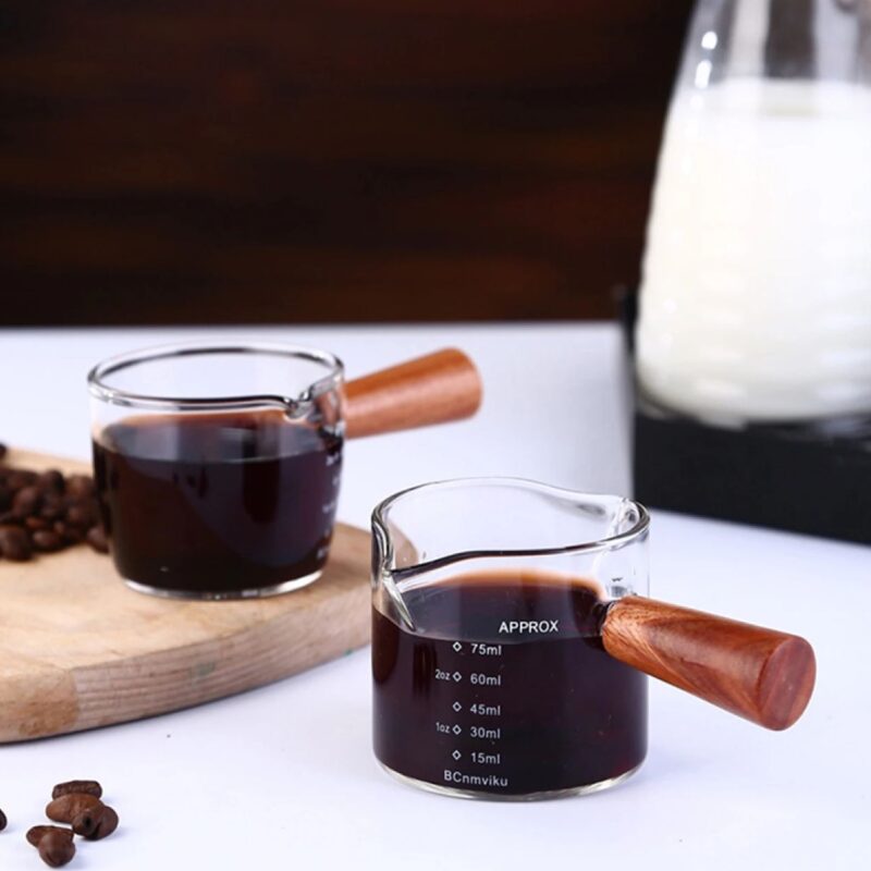Espresso Measuring Cup 75 Ml with wooden Handle