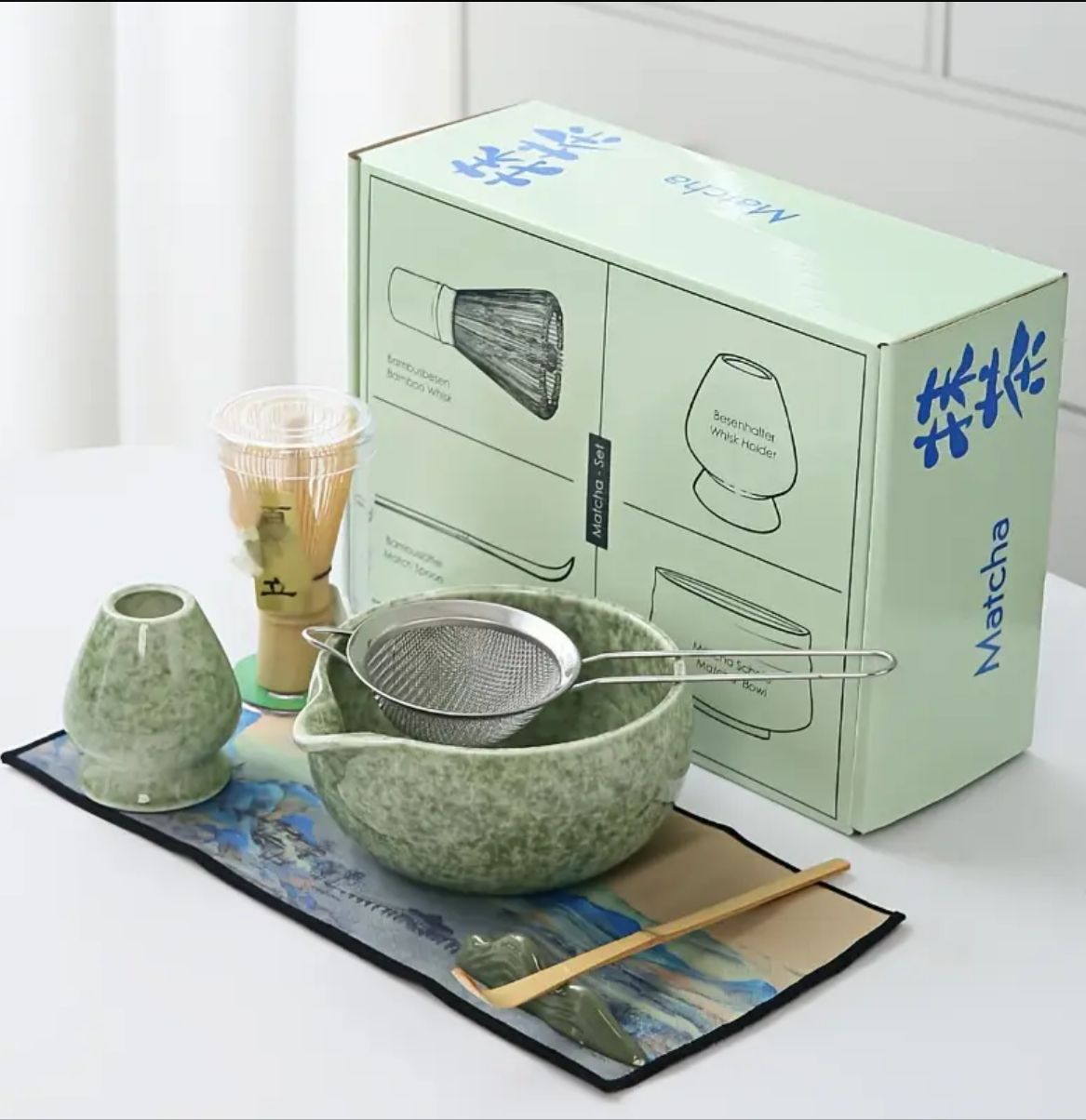 Matcha Kit, 7pcs, , Bowl, Wooden Whisk, Whisk Scoop, Gift Ceremony Traditional Japanese Accessories