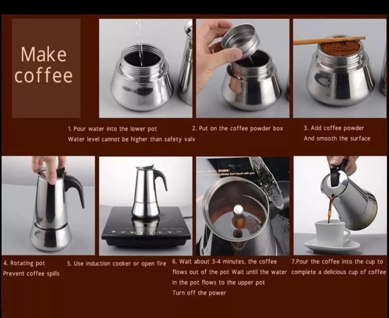 S-CAFE STAINLESS STEEL 6 CUPS (300ML) MOKA POT