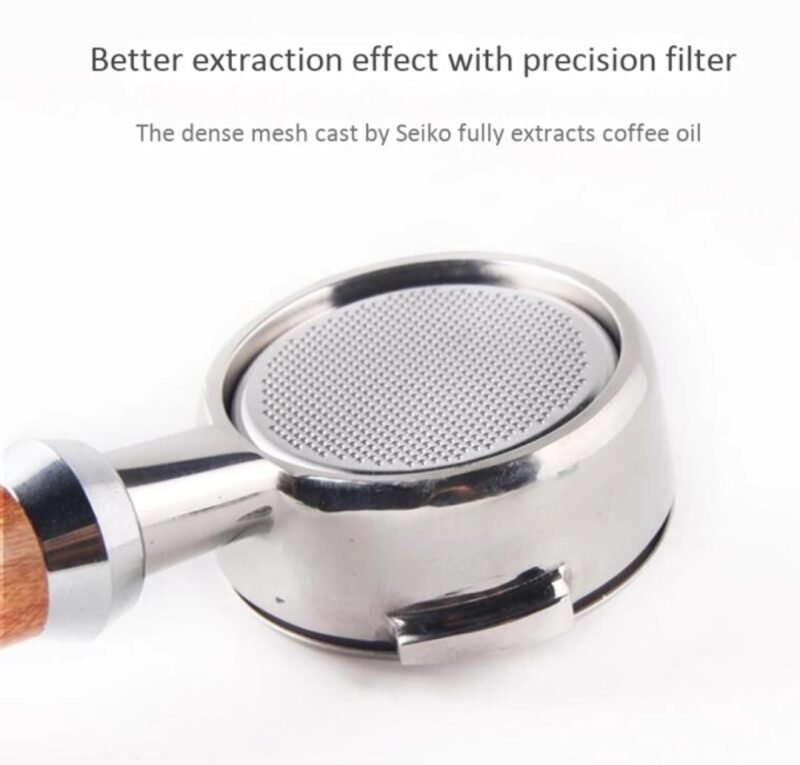 58mm Stainless Steel Bottomless Portafilter with Elegant Wooden Handle