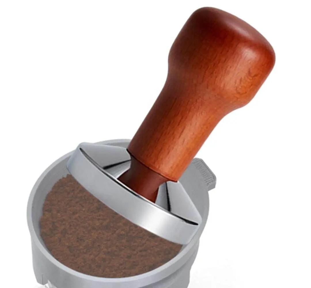 53mm Coffee Temper with Wooden Handle and heavy stainless steel base