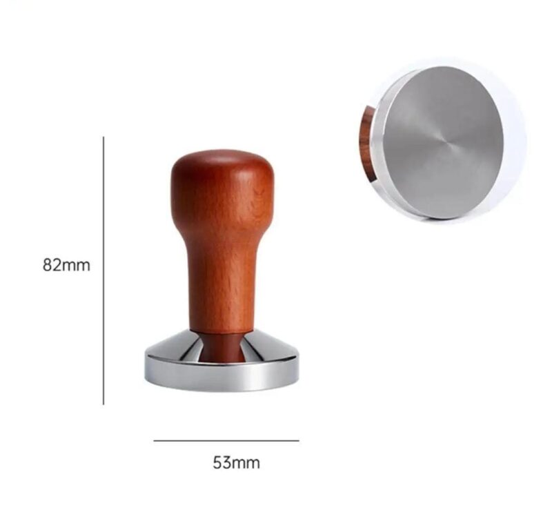 53mm Coffee Temper with Wooden Handle and heavy stainless steel base