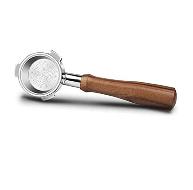 51mm Stainless Steel Bottomless Portafilter with Elegant Wooden Handle for Delonghi Dedica and others