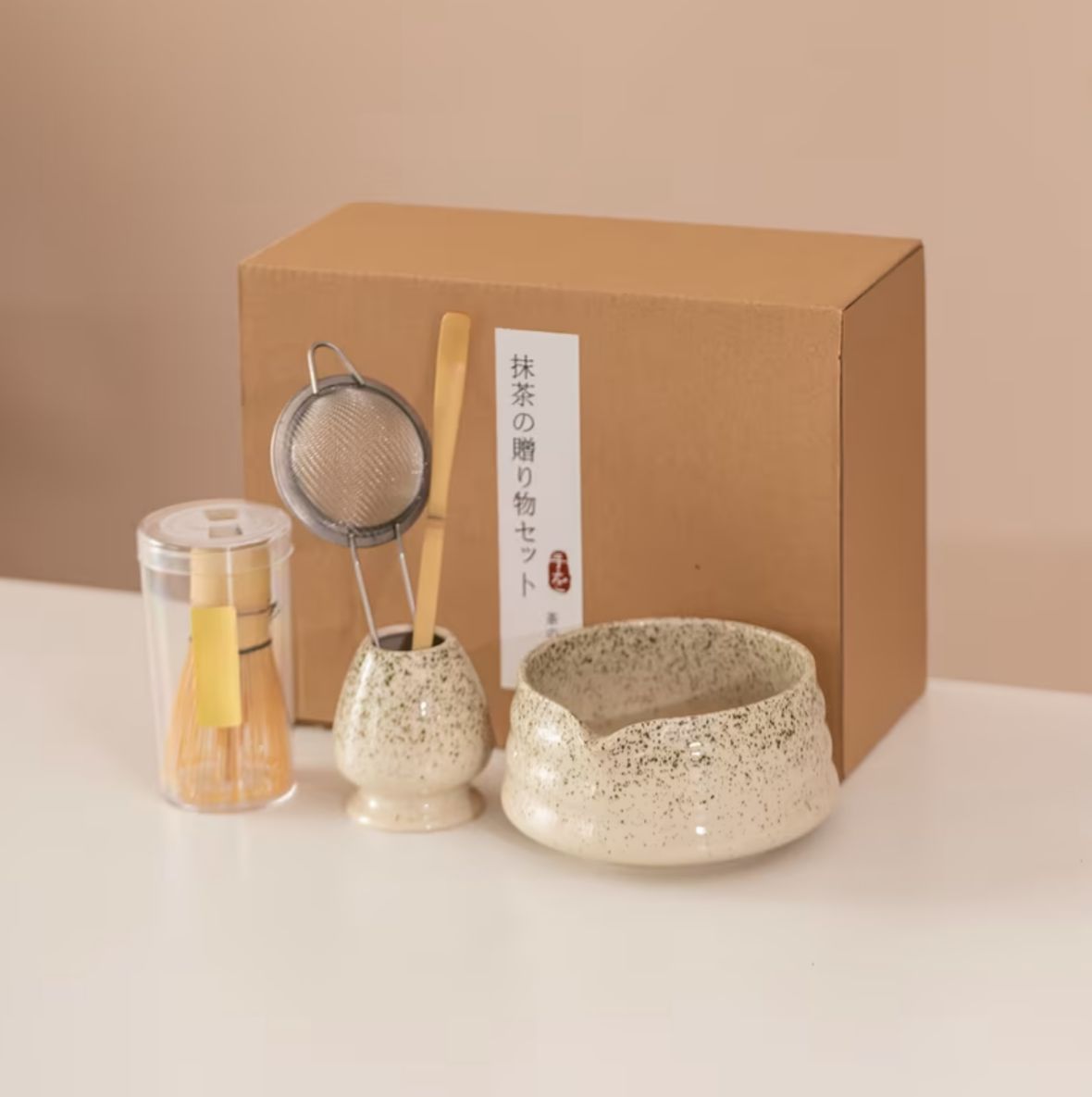 Matcha Kit, 5 pcs, , Bowl, Bamboo Whisk, Whisk Holder, Bamboo Scoop, Stainer